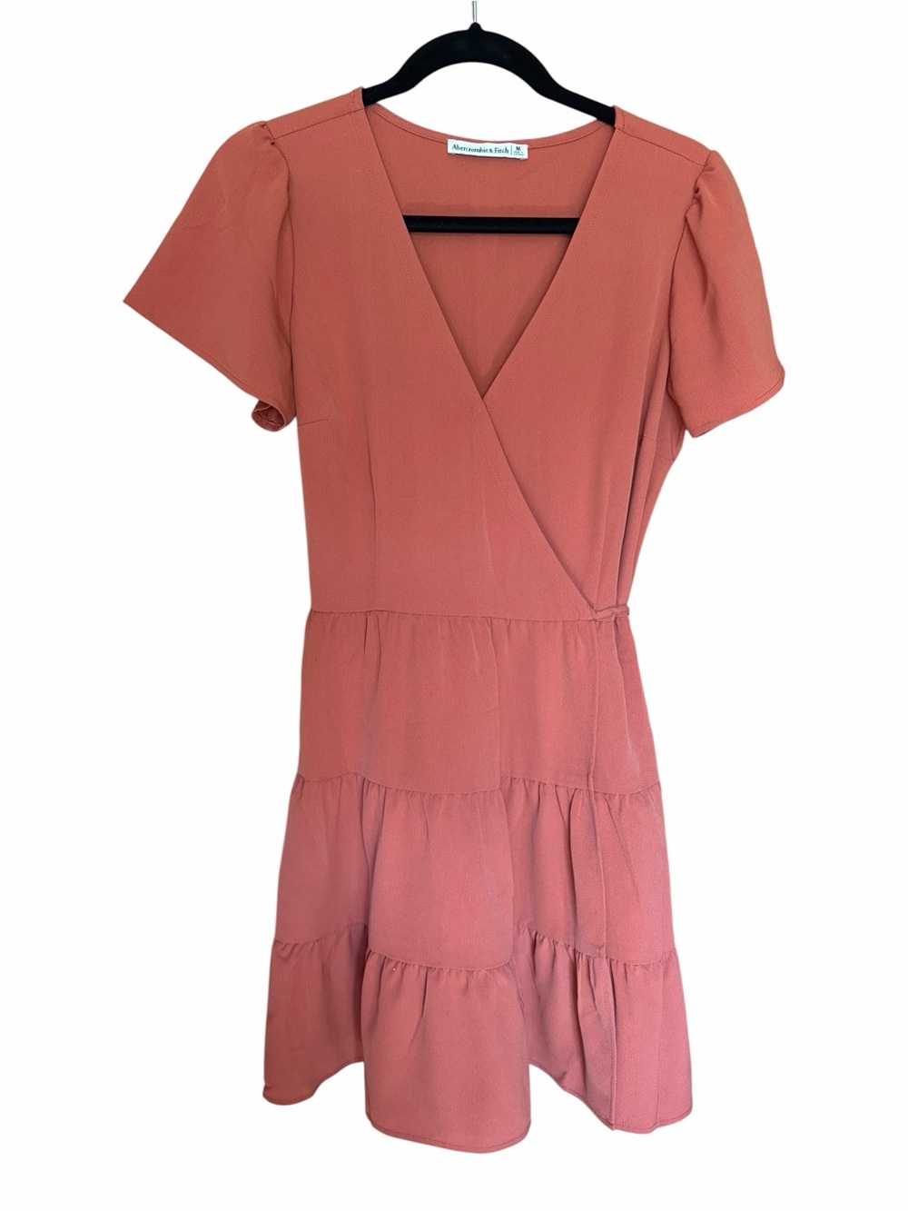 Abercrombie & Fitch Tiered Wrap Mini Dress in Rust